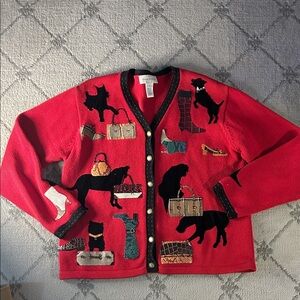 Vintage Susan Bristol Dog Cardigan Sweater